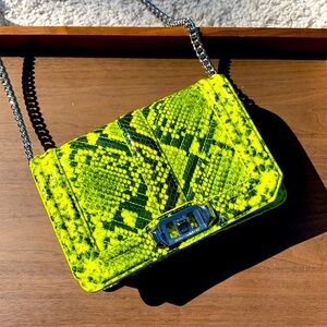 Rebecca Minkoff neon pink snake crossbody NEW